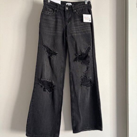 NWT Y2K BP Destroyed Low Rise Wide Leg Jeans size 24 & 28 - Picture 1 of 7